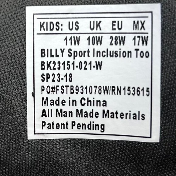 BILLY Sport Inclusion Too 11W Kids Sneaker Charcoal Gray Shoe - Picture 8 of 10